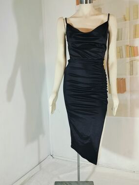 Windsor Black Cowl Neck Ruched Midi Dress